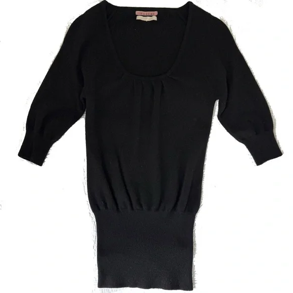 Velvet 100% Cashmere Black Tunic Sweater 3/4 Sleeve Size Small - Picture 1 of 5